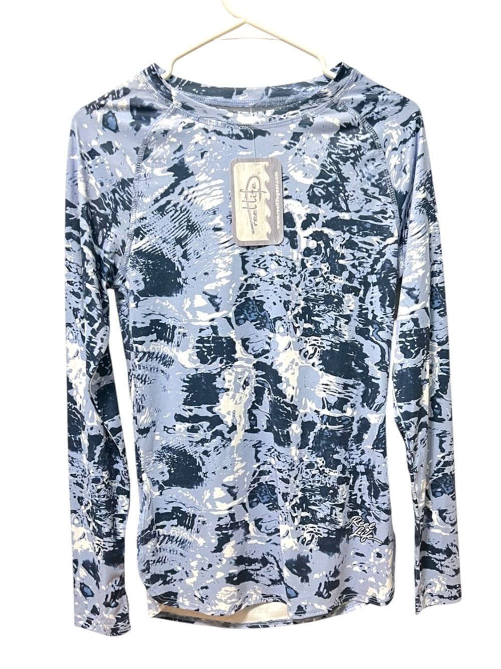 Reel Life Seabreeze Sun Protection Long Sleeve Shirt Medium Blue Navy White